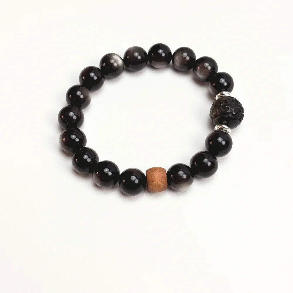 Obsidian & Sandalwood Bracelet