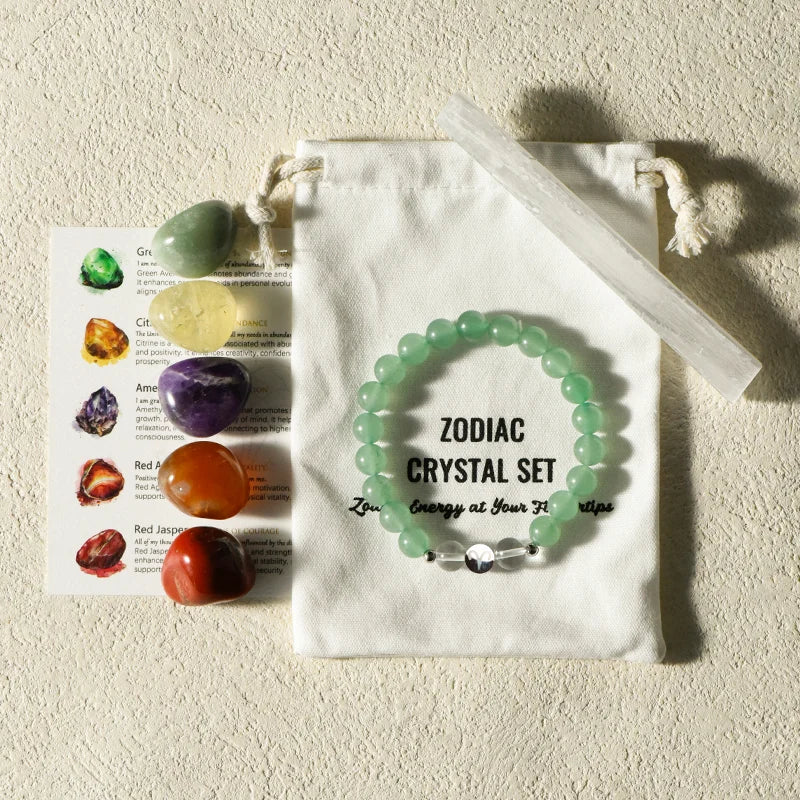 Zodiac Healing Stone Bracelet Set with Crystal Stones