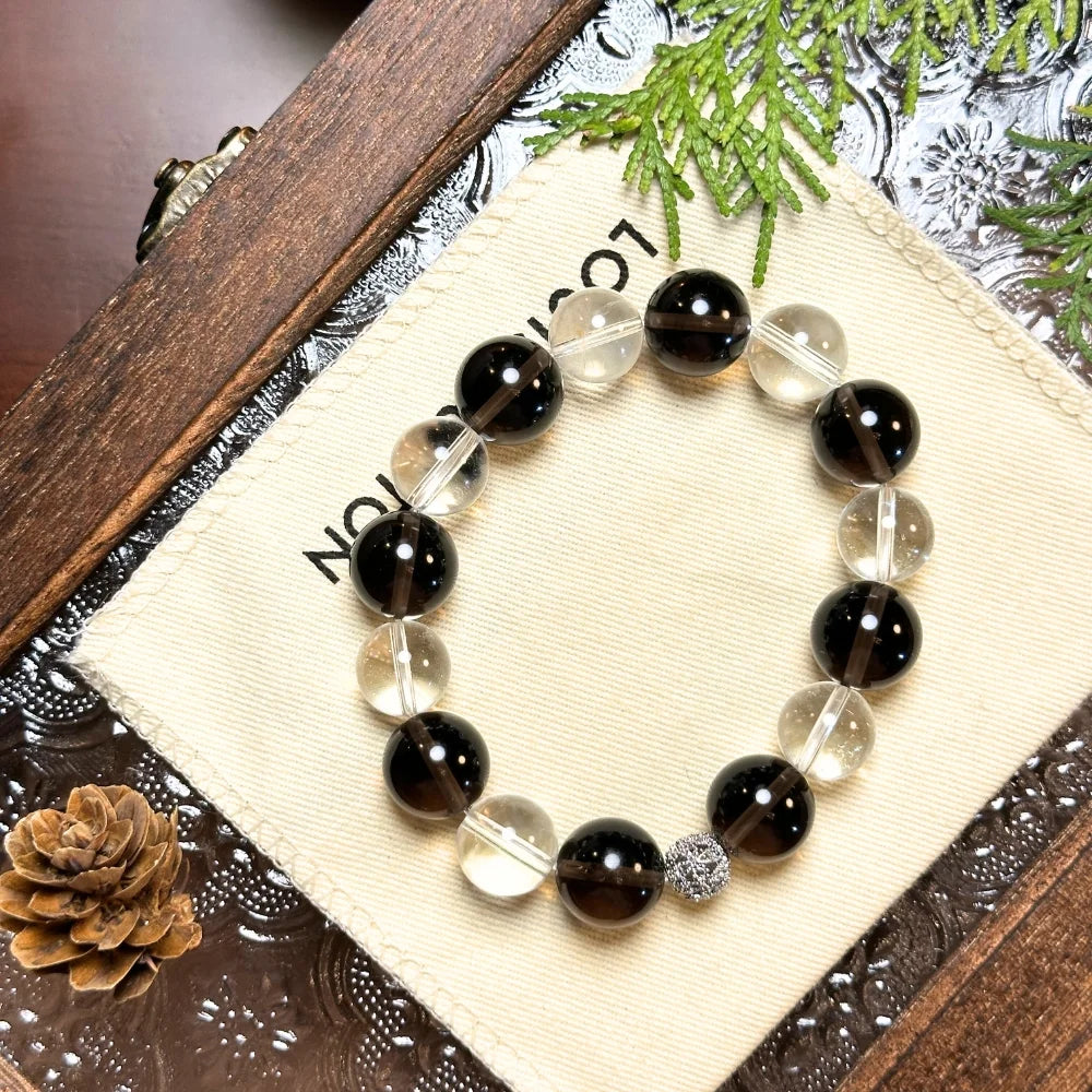 Ice Obsidian + Clear Quartz Bracelet
