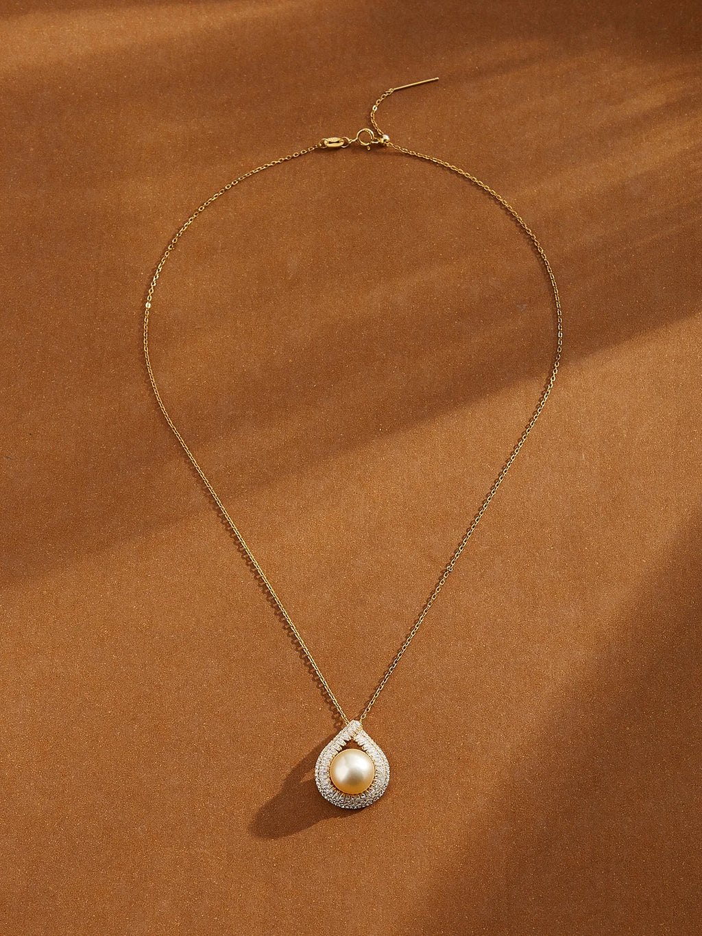 Teardrop South Sea Golden Pearl Pendant Necklace