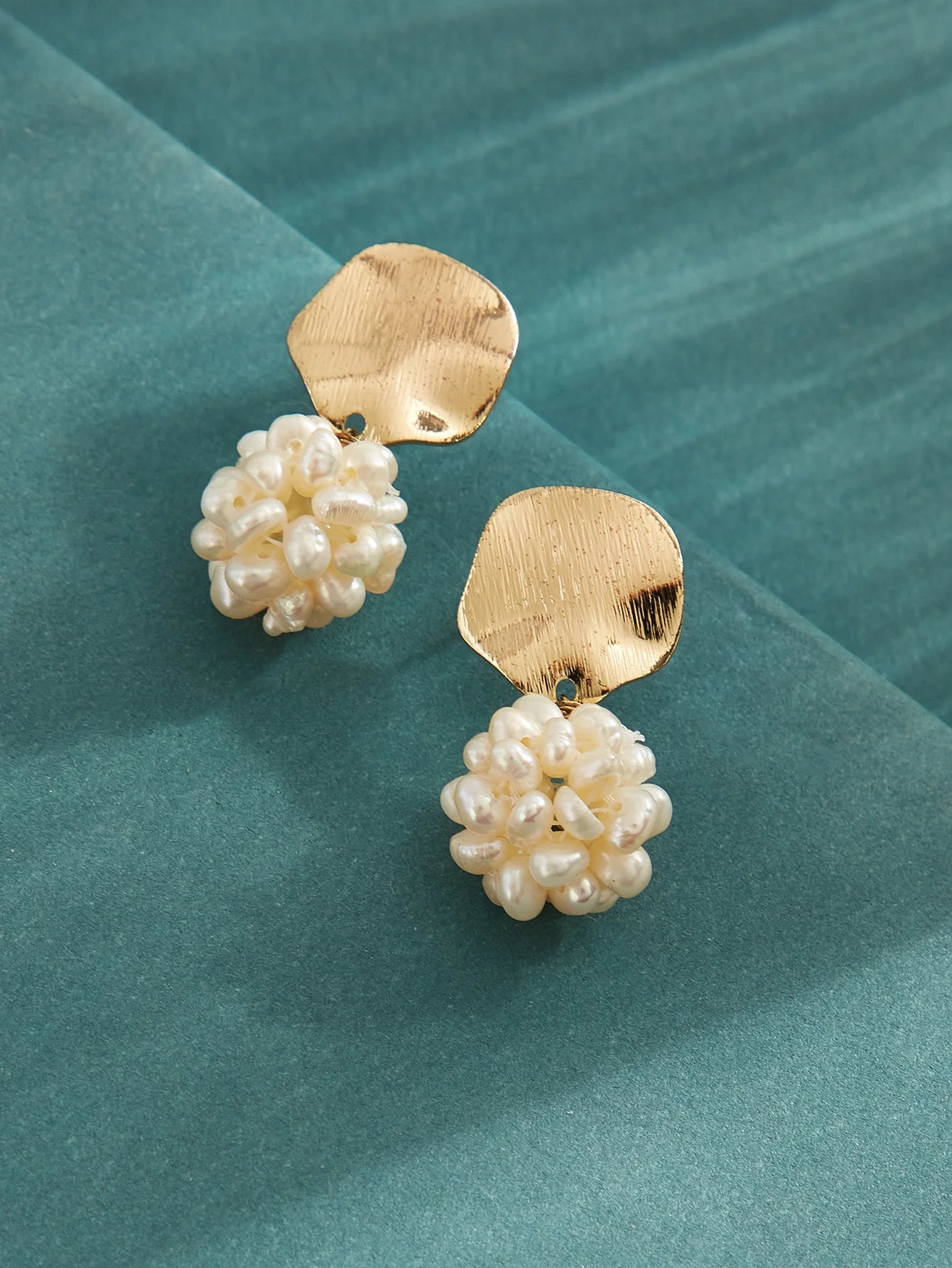 Cluster Drop Freshwater White Pearl Earrings