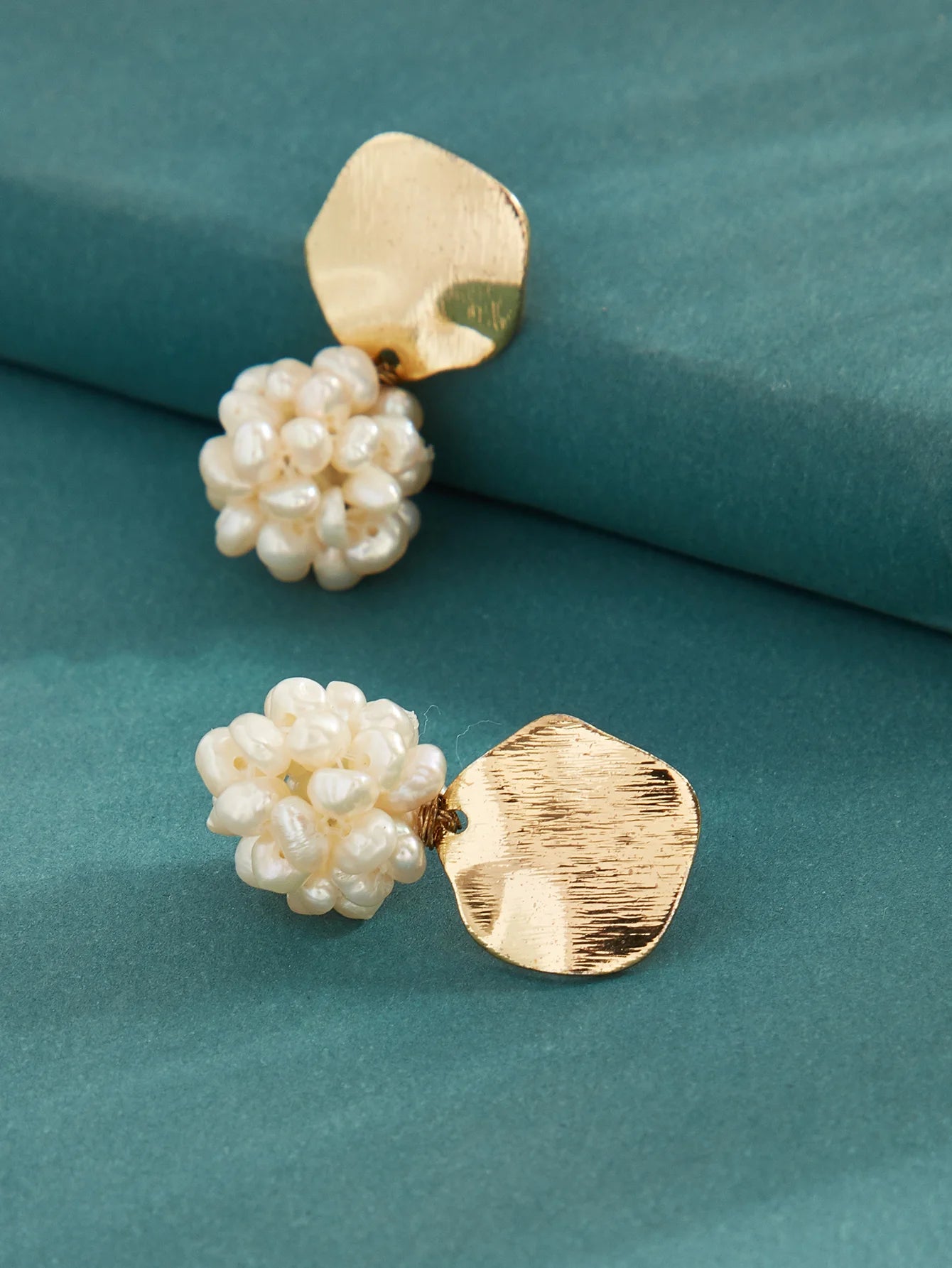 Cluster Drop Freshwater White Pearl Earrings