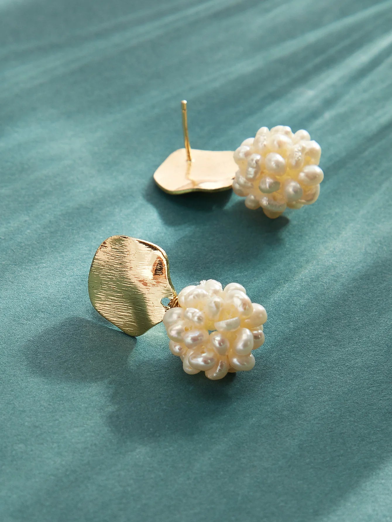 Cluster Drop Freshwater White Pearl Earrings