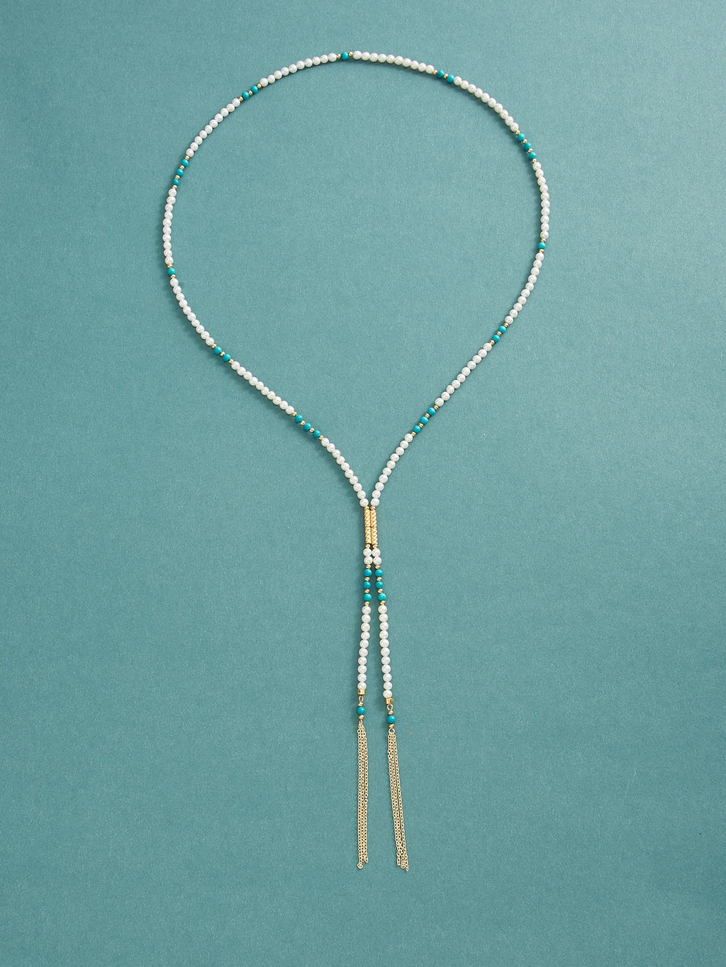 Beaded Tassel Freshwater White Pearl Necklace