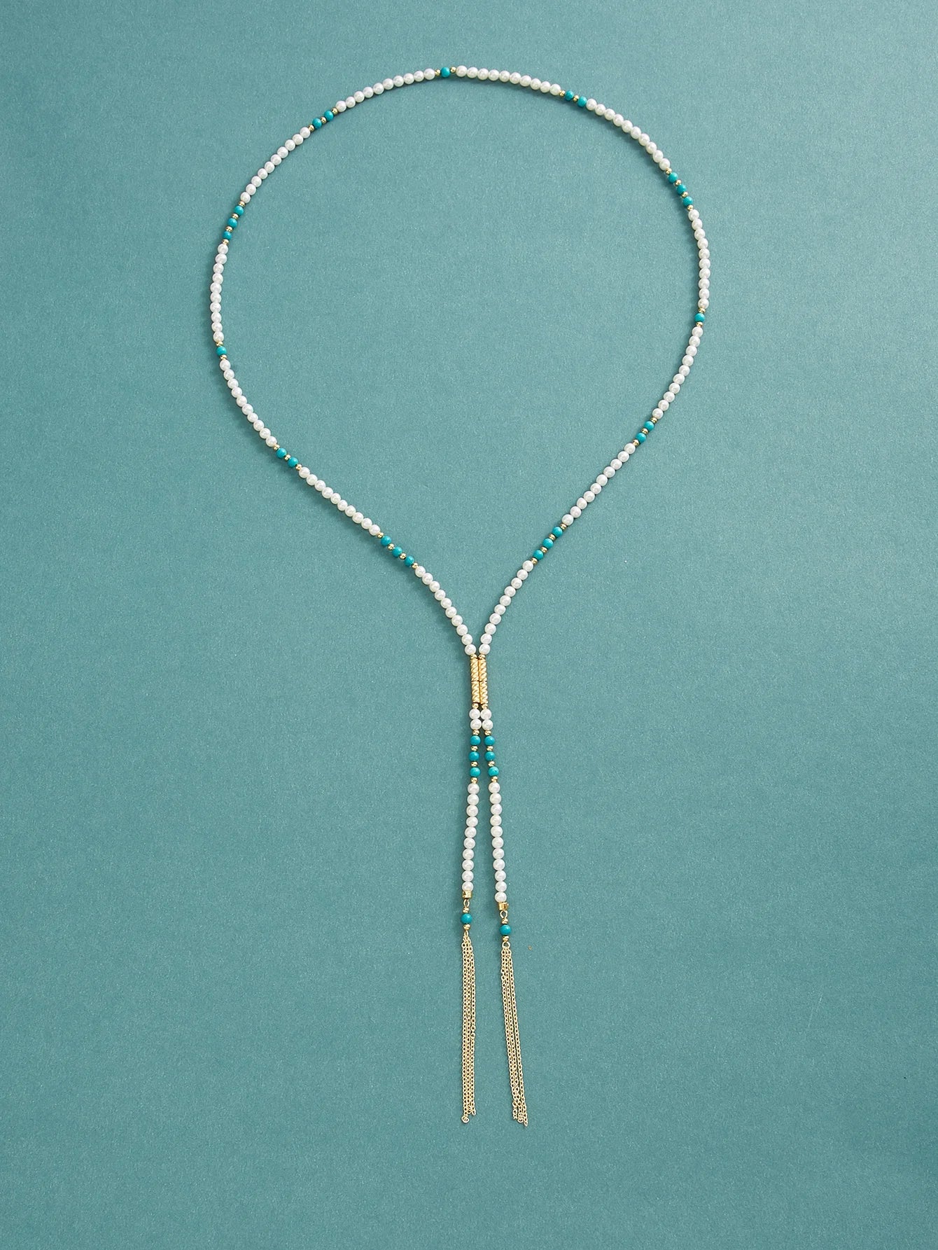 Beaded Tassel Freshwater White Pearl Necklace