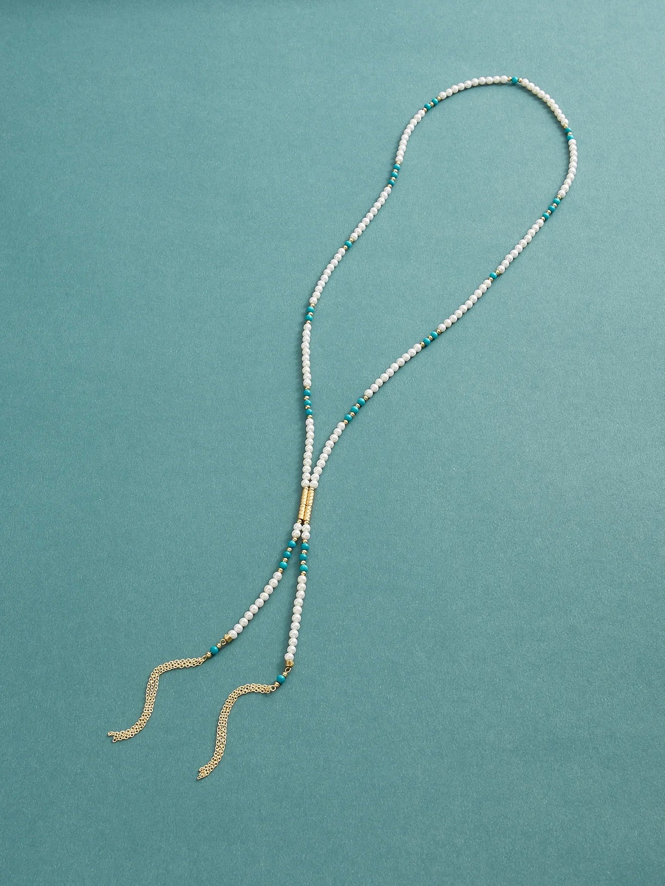 Beaded Tassel Freshwater White Pearl Necklace