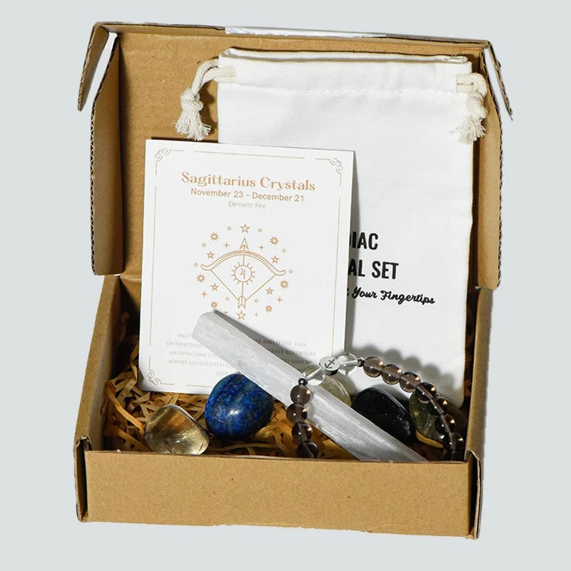 Zodiac Healing Stone Bracelet Set with Crystal Stones