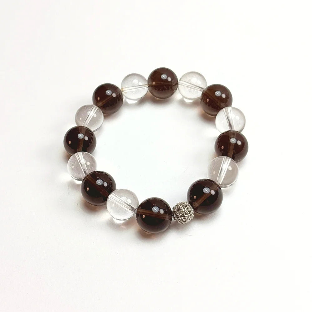 Ice Obsidian + Clear Quartz Bracelet