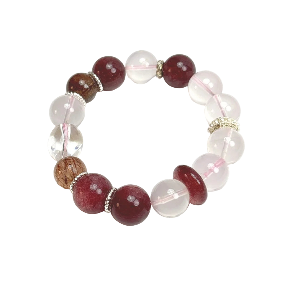 Rose Strawberry Super Seven Clear Quartz Bracelet
