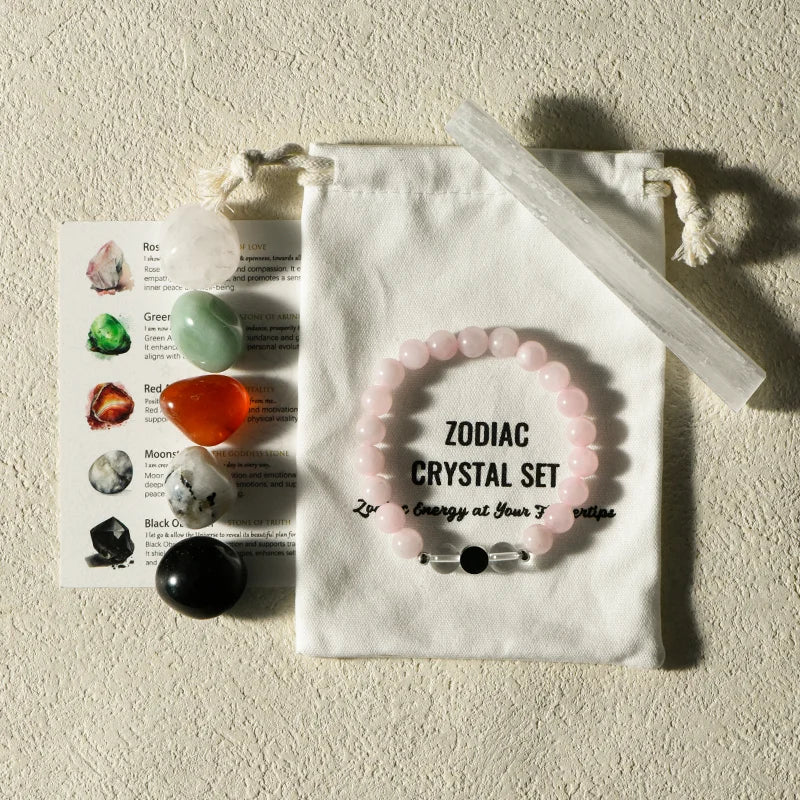 Zodiac Healing Stone Bracelet Set with Crystal Stones