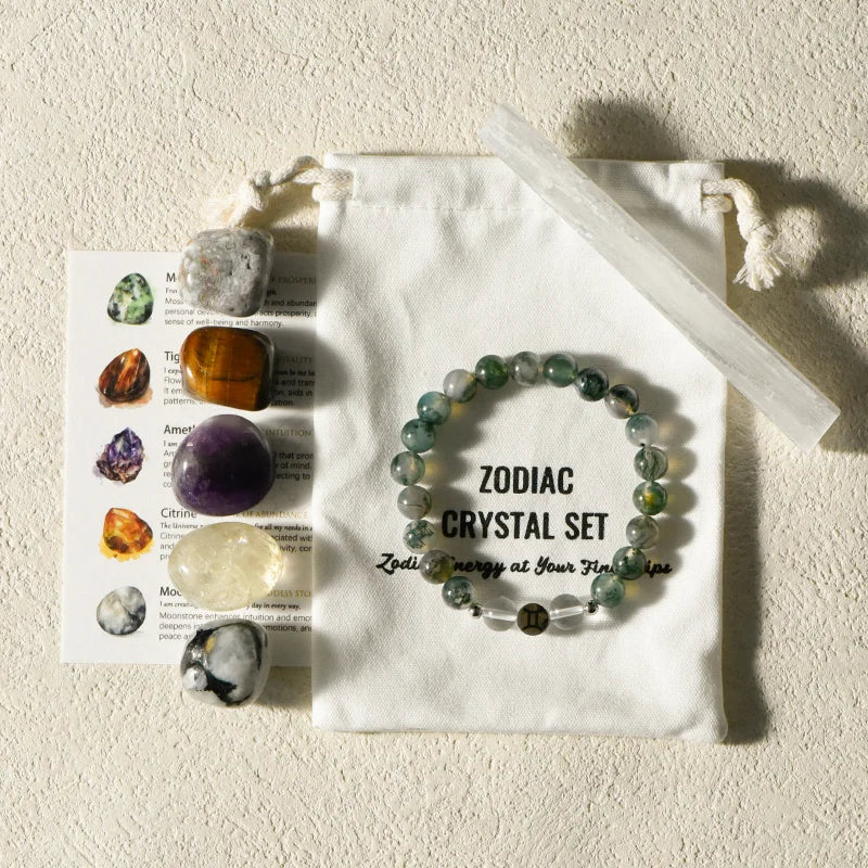 Zodiac Healing Stone Bracelet Set with Crystal Stones