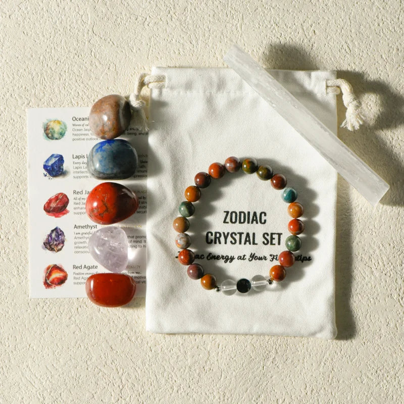 Zodiac Healing Stone Bracelet Set with Crystal Stones
